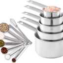 Measuring Cups and Spoons Set Heavy Duty Metal Stainless Steel Measuring Cup Spoon Kitchen Gadgets for Cooking Baking (Set of 13)