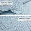 Madison Park King Quilt Set Damask Coverlet Set for King Size Bed, Cottage Oversized Quilt Set, Scallop Edge, All Season, Pre-Washed Cotton-Filled King Size Quilt, Tuscany, King/Cal King Blue 3 Piece