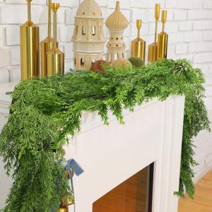 6FT Christmas Cedar Garland Stairs Railing Garland Christmas Decorations Indoor Outdoor