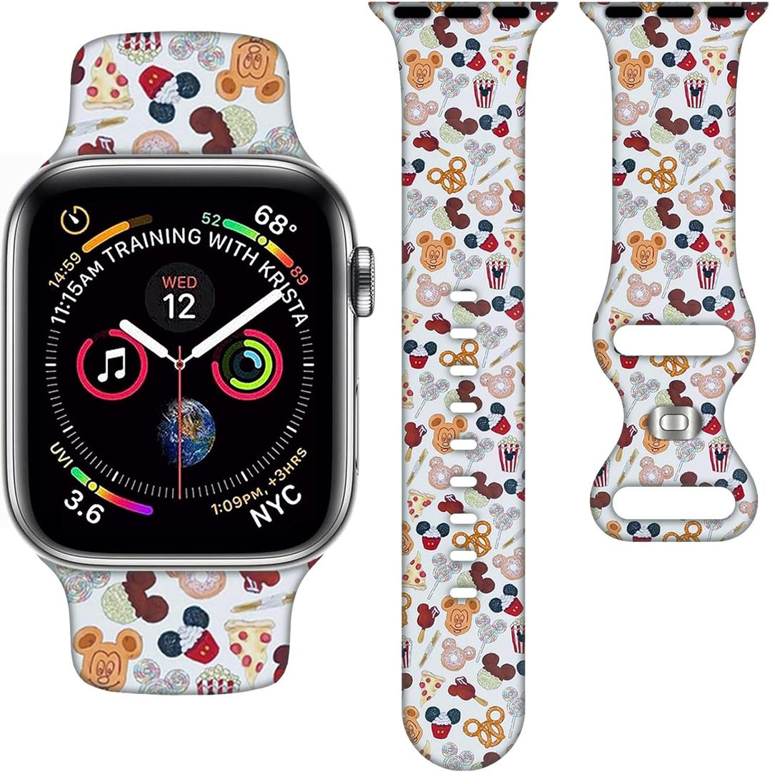 Cartoon Band Compatible with Apple Watch 38mm/40mm/41mm/42mm/44mm/45mm/46mm, Cute Bands Replacement for Apple Watch Series 10 9 8 7 6 5 4 3 SE2, Silicone iWatch Band for Women Men