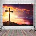 Lofaris Cross Jesus Christ Sunset Photography Backdrop Church Party Background Sepulcher Lord Pray Christian Backdrop Easter Religious Belief Studio Props Decorations Banner Props 9x6ft