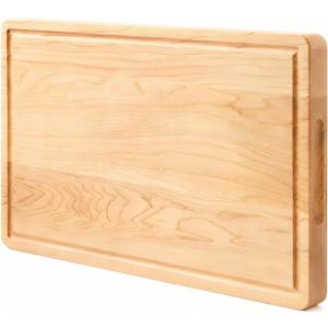 Vandroop Hard Maple Cutting Board for Kitchen 16X10 1.1 Thick, Wood Cutting Boards with Invisible Inner Handle and Juice Groove