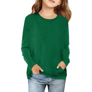 Haloumoning Girls Casual Short Sleeve T Shirts Color Block Tee Blouse Kids Loose Tunic Tops with Pockets Size (12-13 Years)