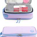 J World New York Doodle Large Capacity Pencil Case. 2 Compartment Pouch Pen Bag for School Teen Girl Boy Women, Purple