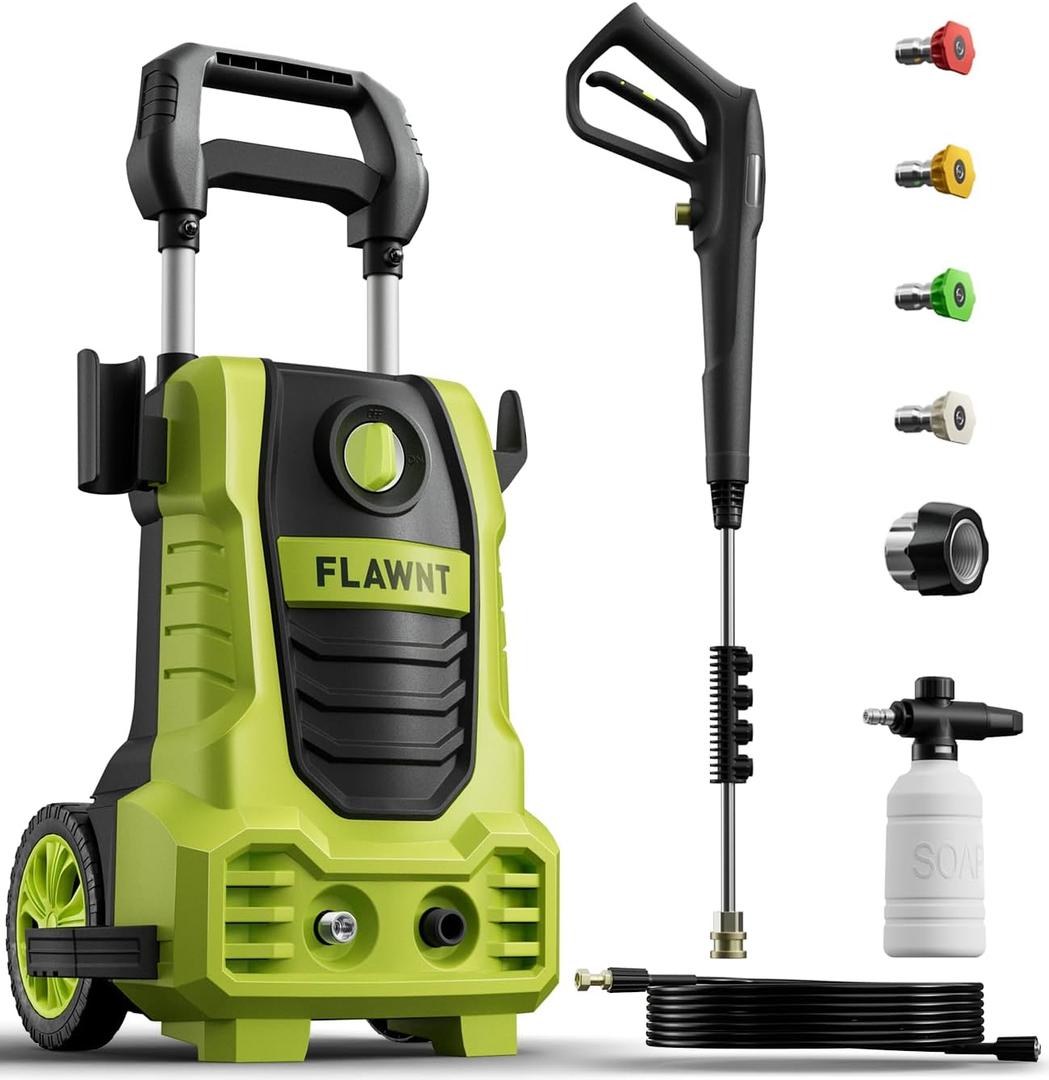Electric Pressure Washer, 26 FT Hose Pressure Cleaner 2030 PSI with 4 Nozzles Tips,Surface Cleaning with Upgraded Swivel Joint for Car,Fences,Patios,Daily Needed Green