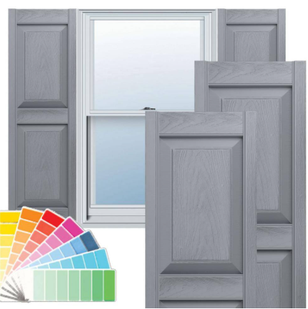 Builders Edge 12 in. W x 54 in. H TailorMade Vinyl 2 Equal Panels, Raised Panel Shutters Pair in Paintable  BEP2120054030 