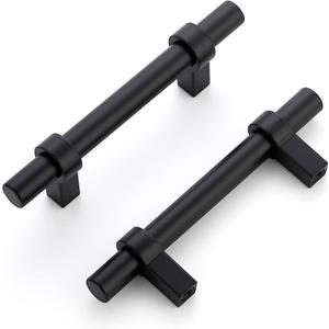 Home Expert 15 Pack Cabinet Handles 3 Inch Black Cabinet Pulls Matte Black Kitchen Cabinet Handles Drawer Pulls with Square Base Kitchen Cabinet Hardware 5 Inch Overall Length