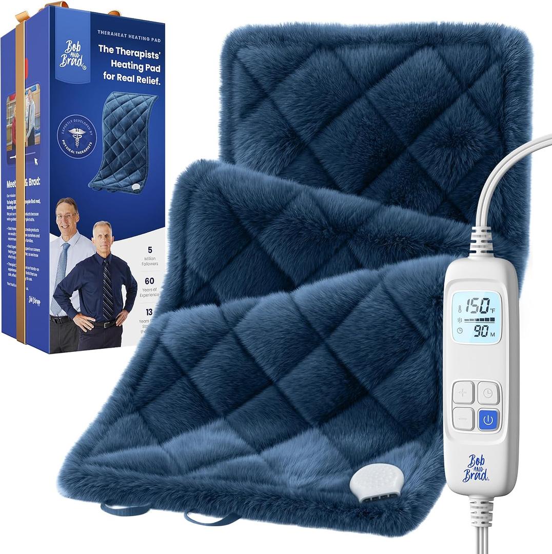 BOB AND BRAD Far Infrared Weighted Heating Pad for Back Pain Relief, FSA-HSA Eligible, Large 12x24 Electric Heat Pad with Auto Off, Deep Moist Heat & Hands-Free Strap for Cramps, Knee, Neck, Shoulder