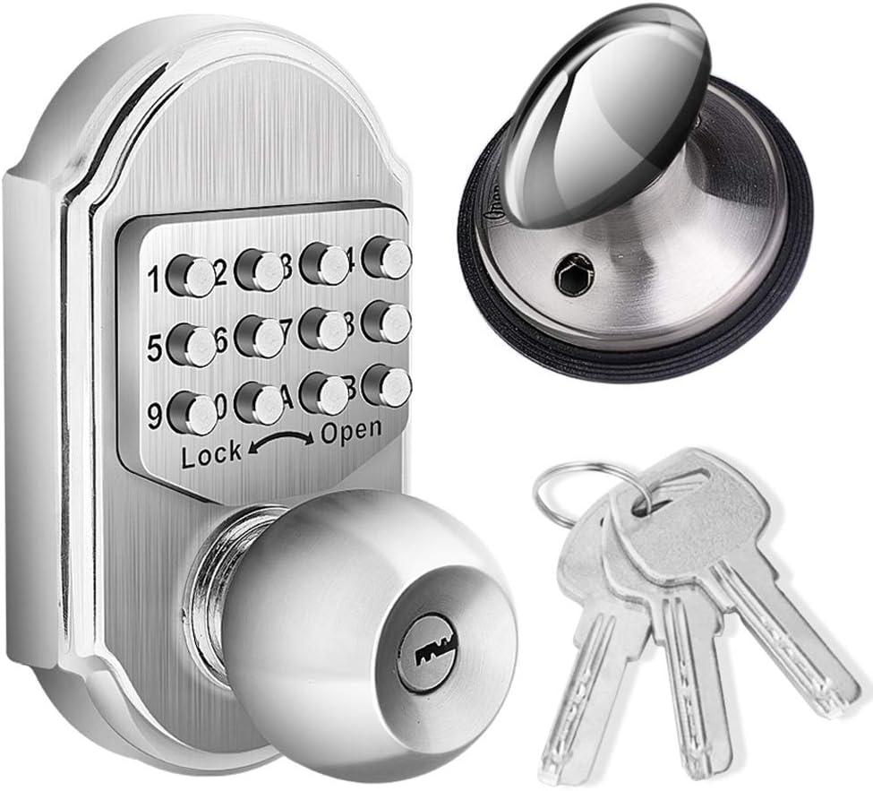 Bravex Keyless Entry Door Lock Deadbolt Keypad Sabbath Lock Stainless Steel 100% Mechanical Pass Code/Key No Risk of Low Power