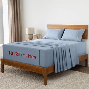 Mellanni Extra Deep Full Sheets - 4 PC Iconic Collection Bedding - Hotel Luxury, Ultra Soft, Cooling Bed Sheets - Wrinkle, Fade, Stain Resistant (Full, Blue Hydrangea)