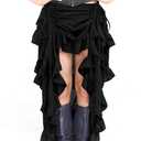 ThePirateDressing Steampunk Victorian Cosplay Costume Womens High-Low Show Girl Skirt (XX-Large, Black)