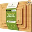 Bamboo Cutting Board Set Non Slip Feet Over Sink Kitchen Gadgets Seller 2024 First Apartment Essentials New Home Must Haves Things Stuff Accessories House Warming Decor Housewarming Hostess Host Gifts (3-Piece, Natural)