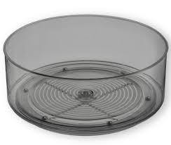 Home Intuition Round Plastic Grey Lazy Susan Turntable Food Storage Container for Kitchen (9" Round, 2 Pack)