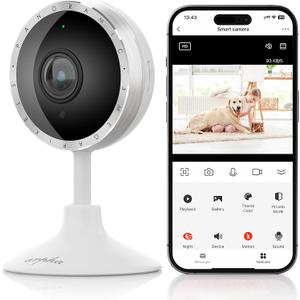 ARPHA 2K Indoor Security Camera, WiFi Pet Camera for Home Security with PIR Human Detection, Sound Detection, Night Version Two-Way Talk, Support TF Card & Cloud Storage