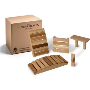 Red Cedar Sauna Accessory Kit, 4-Piece Set | Includes Red Cedar Backrest, Leg Lift, Drink Shelf & Robe Hook, For Traditional & Infrared Saunas, Made In USA
