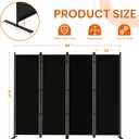 SUNALLY Room Divider 6FT Folding Privacy Screens, 4 Panel Fabric Divider for Room Separation, 88" W Freestanding Portable Wall Dividers Screen for Home Dorm Studio Office, Black