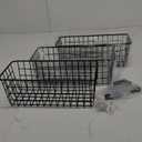 Joben Oligey 3 Set Hanging Wire Baskets ,Wall Mount Fruit Basket,No Drilling,Adhesive Small Metal Basket,Farmhouse Food Storage Mesh Bin Kitchen Pantry Laundry Bathroom Closet Garage RV ,Black (Regular)