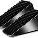 2Pc Strongest Large Door Stop - Heavy Duty Tall Wedge Stoppers for Bottom, up to 2.6In Doorstop, Zinc Alloy and Silicone Made, Suits Any Heavy Door and Smooth Floor (Black - 2 Pack)