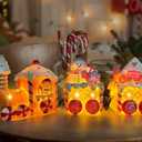 Christmas Table Decorations Indoor Train, Candy Cane Christmas Decorations for Tabletop, Xmas Pink Lighted Centerpieces Table Decorations for Home Outdoor, Xmas Train Decor Figurines (12"x2.8"x3.6")