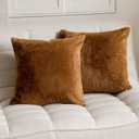 Demetex Brown Pillow Covers 26x26 Set of 2 Large Faux Fur Euro Pillow Shams Decorative Modern Accent Throw Pillow Covers for Couch Sofa Bedroom, 26 x 26 inch, Brown