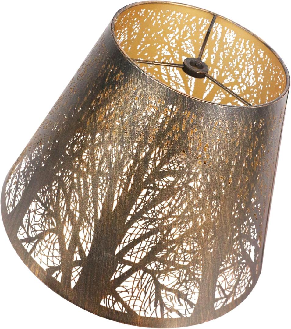 Lampshades for Table Lamp, Metal Lamp Shade, Small Lamp Shades, Lamp Shades for Floor Lamps, Lamp Cover, Vintage Lamp Shade, 6" Top x 10" Bottom x 7.5" High (Spider) & Bedside Lamp-Antique Bronze Gold