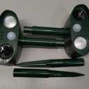 2025 Solar Animal Repellent Ultrasonic Animal Repeller Outdoor Deer Repellent Waterproof with Motion Detection Cat Deterrent Rabbit Raccoon Dog Squirrel Coyote Skunk Repellent for Yard Garden (Green)