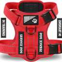 Demigreat Service Dog Harness, Reflective Dog Vest Harness with 5 PCS Patches, Adjustable Soft Oxford Pet Harness, Inner Layer Mesh, Easy to Control for Dogs (All-RED, Medium (Pack of 1))