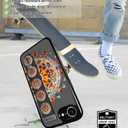 Compatible for iPhone 16e Case Cute with Strap Stand Finger Kickstand, Designer Cool Silicone Cases Funda Cover - Orange Flower Mandala