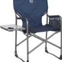 TIMBER RIDGE Directors Chair Foldable with Side Table, Hot and Cold Outdoor Folding Chairs with Cup Holder and Storage Pouch, Ideal for Camping Lawn Patio Indoor, Heavy Duty Supports 300lbs, Blue