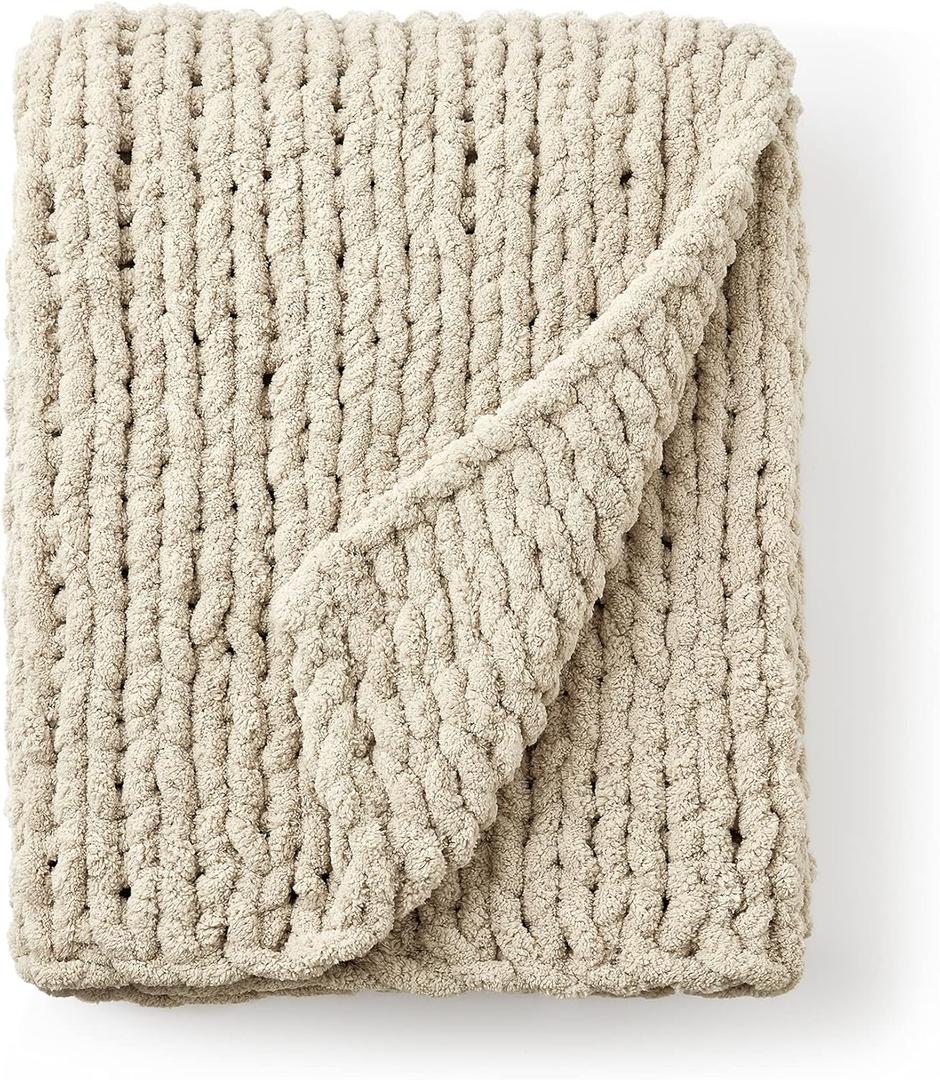 ESTERRA Potato® Chenille Chunky Knit Throw Blanket - Forest Taupe 40x50