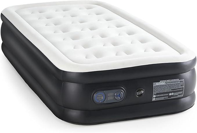16" Queen Air Mattress Coil Beam Support Plush Velvety Top Hold Up To 660 Pounds