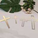 16pcs of Acrylic Cross Cake Topper, Cross Cake Charm for Baptism, Christening, Holy Communion Cake (6'', Silver Mirror)