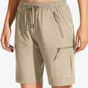 Women's Lightweight Hiking Cargo Shorts Quick Dry Athletic Shorts for Camping Travel Golf with Zipper Pockets Water Resistant, Size -Large