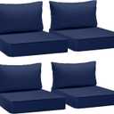 AAAAAcessories Outdoor Deep Seat Cushions, Waterproof, Fade-Resistant Patio Furniture Replacement Cushions, 25.5" x 25.5" x 5" + 25.5" x 13.5", Set of 4, Navy Blue