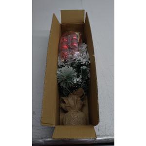 Tabletop Christmas Tree, 24inch/2ft Mini Christmas Tree, Tabletop Small Xmas Tree for Holiday Indoor DIY Christmas Decoration (Red White)