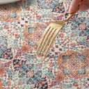 Horaldaily Regular Fitted Tablecloth 72 x 30 Inch Rectangular, Boho Bohemia Vintage Country Rustic Farmhouse Washable Table Cover Elastic Edged for Dinning, Picnic, Camping, Banquet