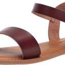 Amazon Essentials womens Two Strap Buckle Sandal (7.5 Wide, Brown)