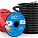 NAOEVO 8 Gauge Marine Wire, 8 AWG Tinned Copper PVC Marine Grade Wire, IP68 Waterproof/Corrosion-Resistant Electrical Cable for Boat, RV, Automotive, Solar, Trolling Motor (30 ft Black + 30 ft Red)