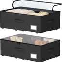 Underbed Storage Bins With Wheels, No Assemble Required 10 inches Height Large Capacity Rolling Underbed Shoe Storage ContainersDorm Underbed Storage Drawers (Black)