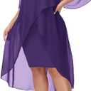 Hanna Nikole Womens Plus Size Chiffon Cocktail Dress Ruffle 3/4 Sleeve Wedding Guest Party Dresses with High Low Hem
, Size 18W