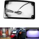 Curved LED License Plate Frame with Illumination Light Compatible with Harley, 12 Curved Design (Black)