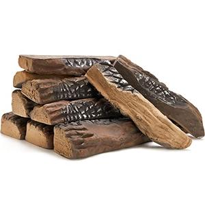 BIOMAND Gas Log for Fireplace, 10 Peice Realistic Ceramic Wood Logs for Fire Pit, Reusable Fake Fire Logs for Ventless, Gas or Propane Inserts