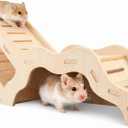 Large Size Syrian Hamster Explorer Set - Snap-Together Wooden Burrow with Panoramic Window,Natural Chew-Safe Design Decorative Landscaping Digging Peeping Hide Underground Fun for Cage Enrichment