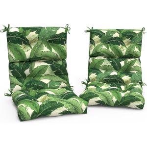Outdoor High Back Patio Chair Cushions, Tufted Rocking Chair Cushions, Adirondack Cushions for Garden Porch Home Office Chairs Use, 44 x 22 x 4, 2 Pack, Swaying Palms Green