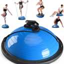 Half Balance Ball Trainer, Half Yoga Exercise Ball with Resistance Bands and Foot Pump, Balance Trainer for Stability Training, Strength Exercise Fitness, Home Gym Workout Equipment (Blue)