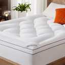 BEDLORE Queen Mattress Topper, Thick Pillow Top Pad for Back Pain Relief, Soft Mattress Cover with Deep Pockets 6-18 inch