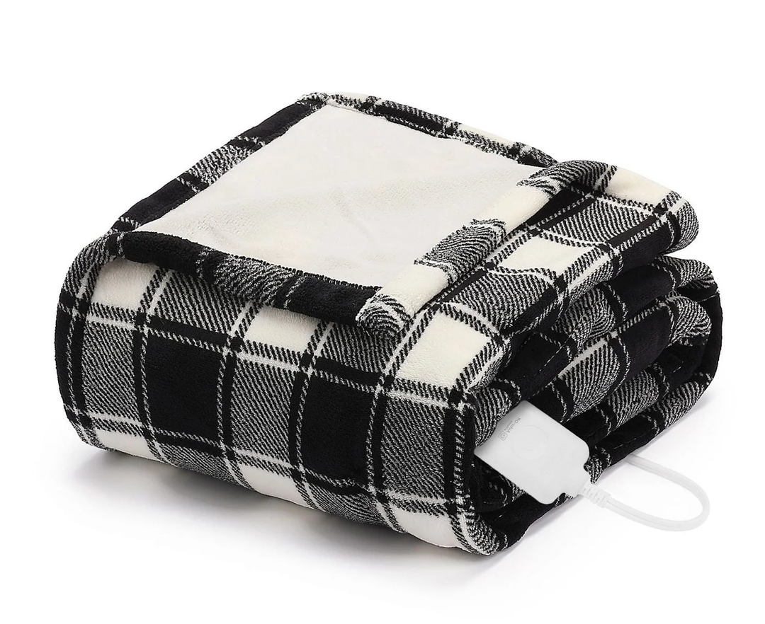 Homemate Heated Blanket Electric Throw - 50“x60“ Heating Blanket with 10 Fast Heat Levels 8 Hours Auto Off Soft Cozy Flannel Over-Heated Protection ETL Certification Keep Warming in Home