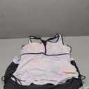 luvamia Women's 2 Pieces Print Zip Front Racerback Tankini Set Swimsuits with Skirt, XXL