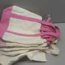 Eccliy 12 Pcs Mini Canvas Tote Bags 13" x 11" x 6" Small Tote Shopping Bag Bulk with Pocket Handle Blank Heavy Duty Reusable Canvas (13" X 11" X 6",Pink Series)