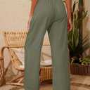 SOLY HUX Women's Plus Size Palazzo Pants Elastic Waist Straight Leg Summer Casual Trousers Plain Army Green XLarge Plus